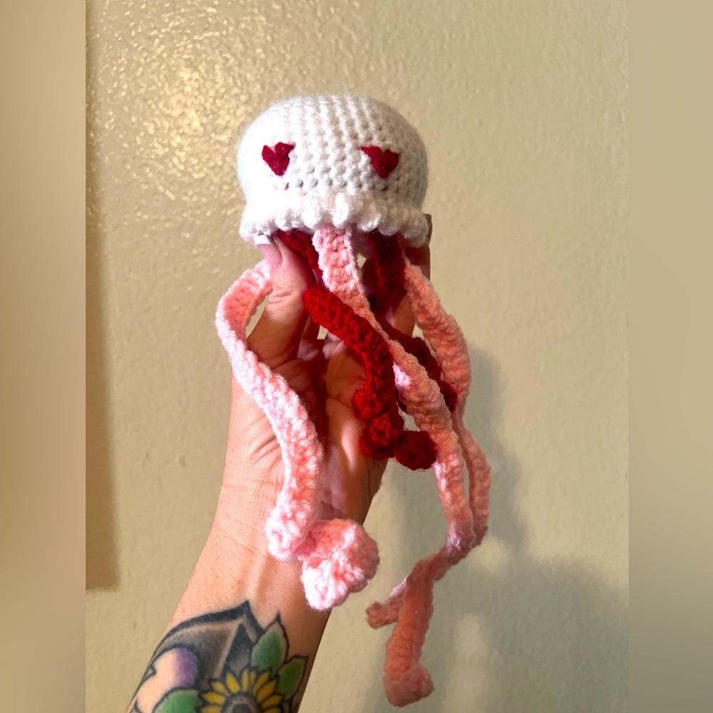Handmade jelly jellyfish crochet ocean animal fish NEW *made by my teen 💜 - Picture 1 of 6